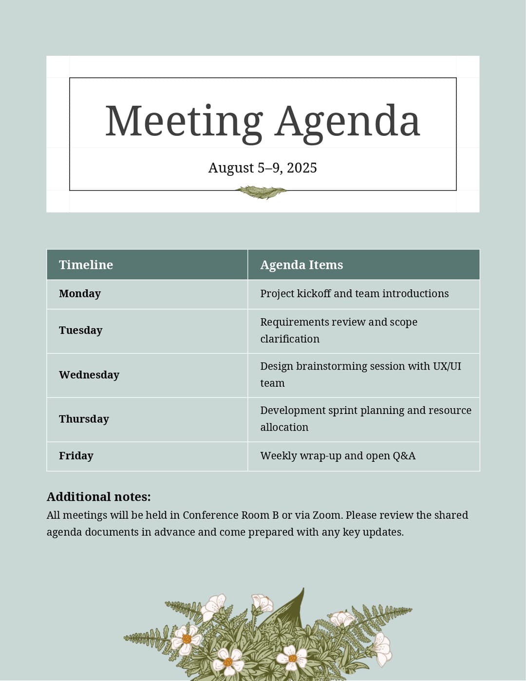 Meeting Agenda