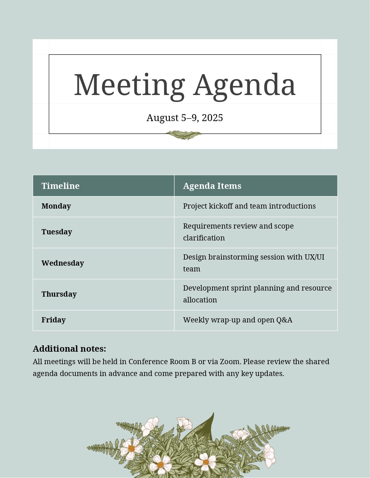 Meeting Agenda preview