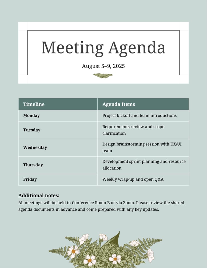 Meeting Agenda preview