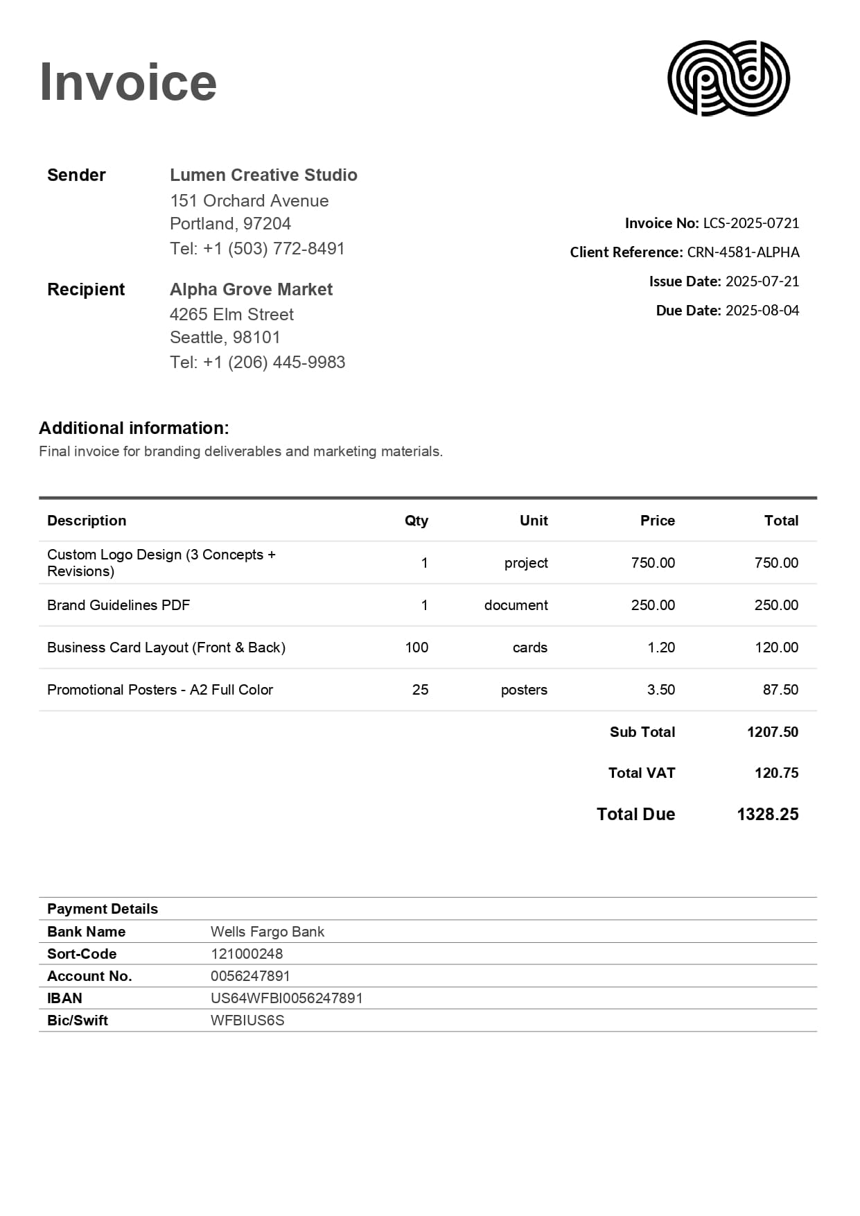 Simple Invoice preview